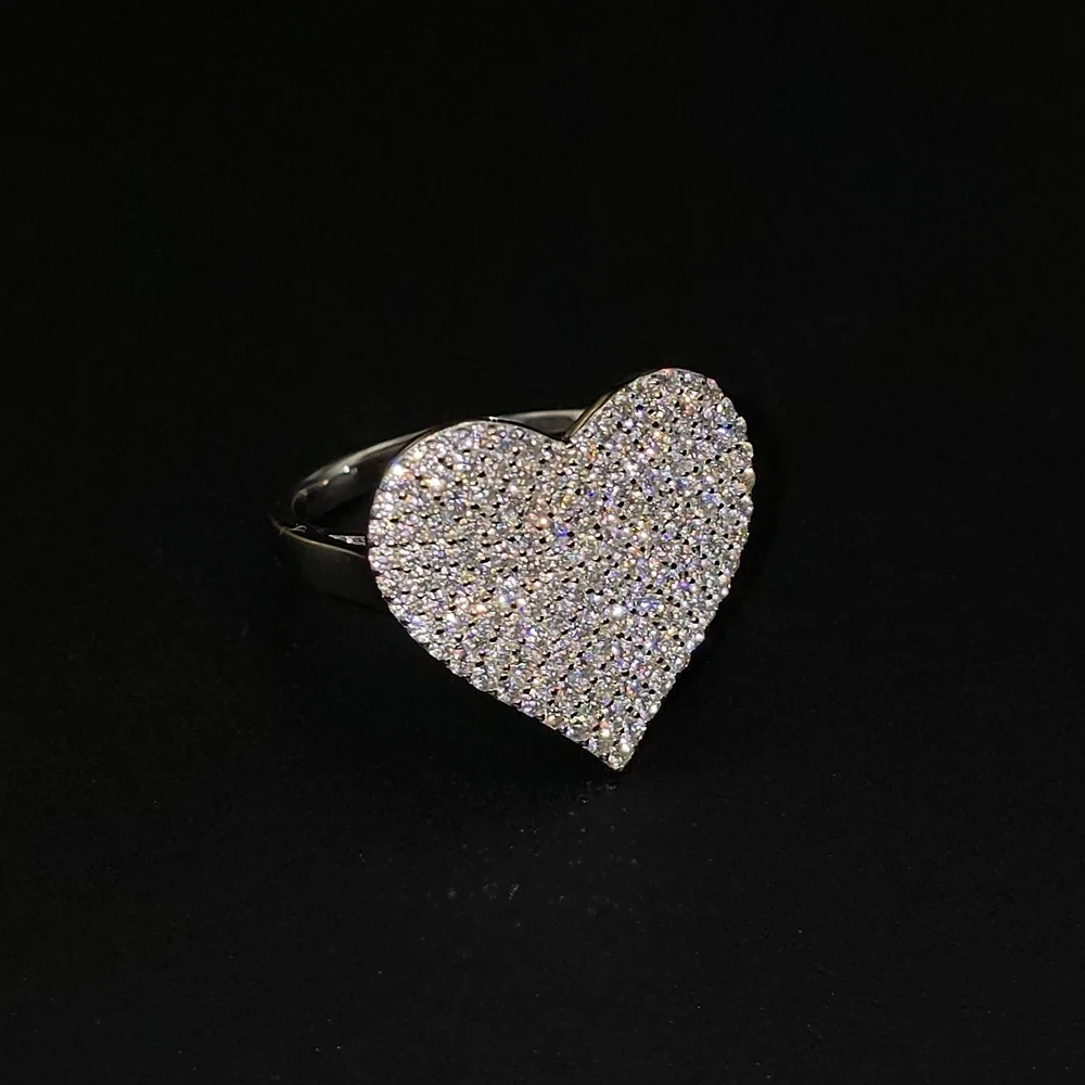 Moissanite Pave Heart Ring ✨ S925 sterling Silver